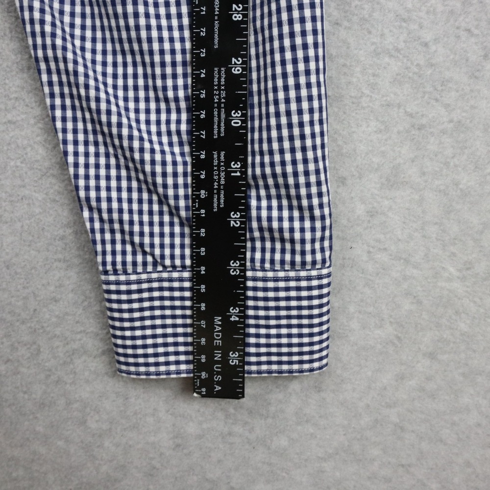Michael Kors Shirt Mens 18.5 34/35 Big Luxe Cotton Button Up Gingham Long Sleeve - Picture 8 of 10